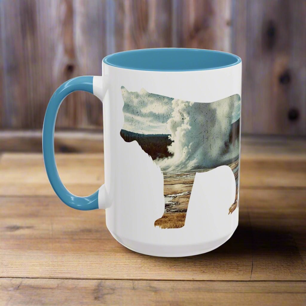 Yellowstone National Park wolf colored accent coffee mug alternate product view
