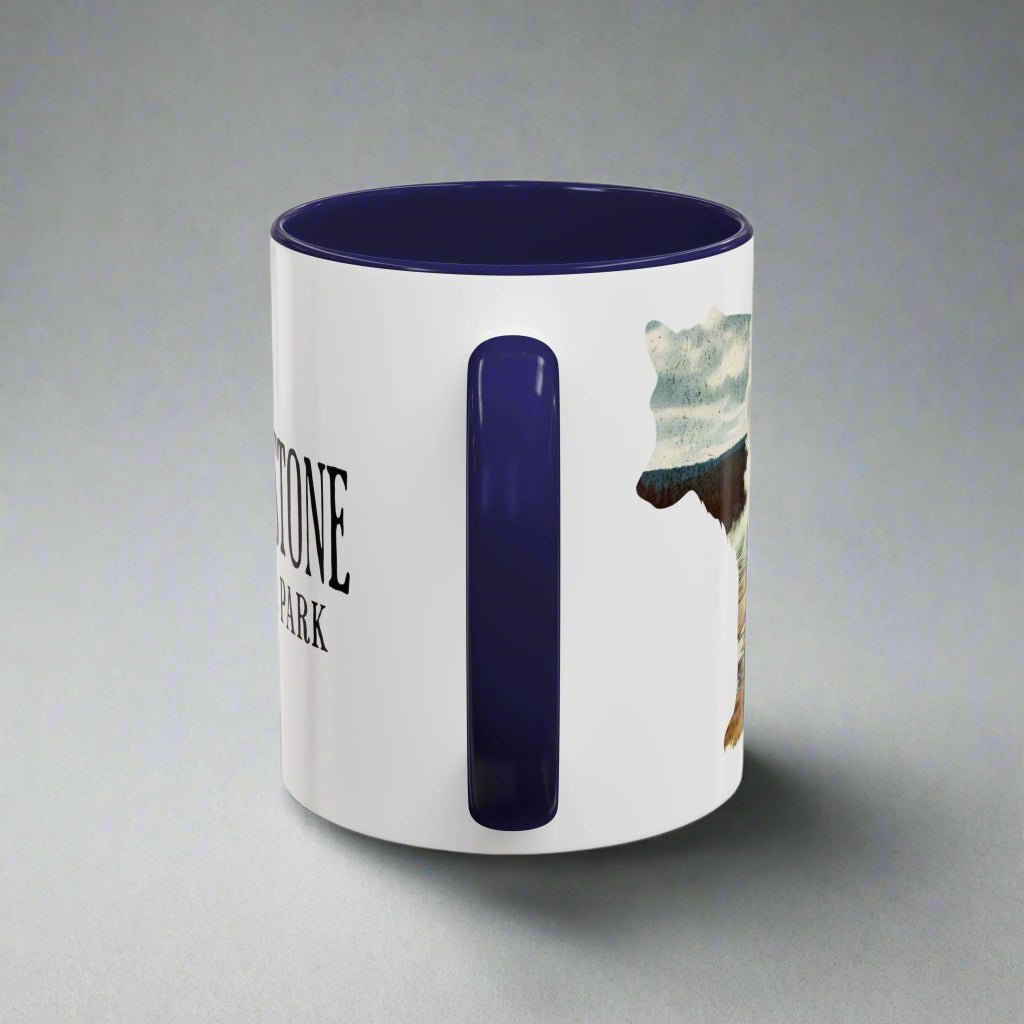Yellowstone National Park wolf colored accent coffee mug alternate product view