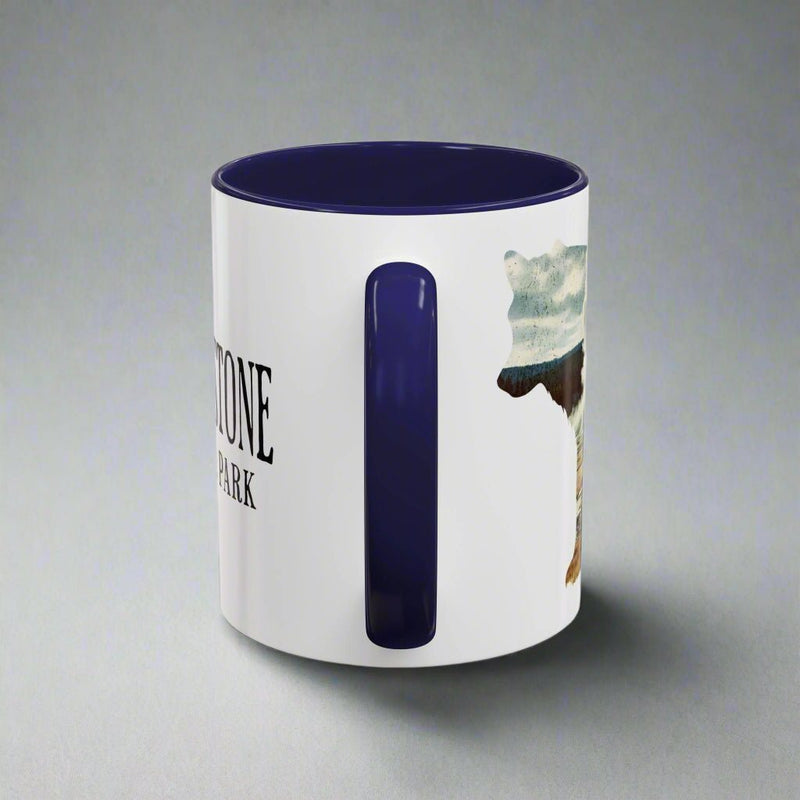 Yellowstone National Park wolf colored accent coffee mug alternate product view