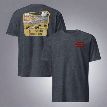 Yellowstone National Park sign embroidered t-shirt detail or alternate product view