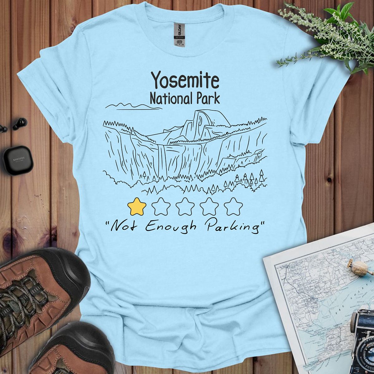 Yosemite 1 Star Review funny National Park graphic t-shirt shown from alternate product angle