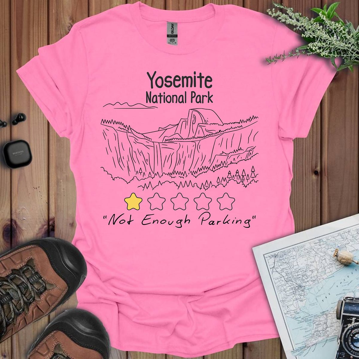 Yosemite 1 Star Review funny National Park graphic t-shirt shown from alternate product angle