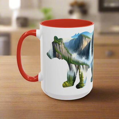 Yosemite National Park waterfall bear colored coffee mug alternate product view