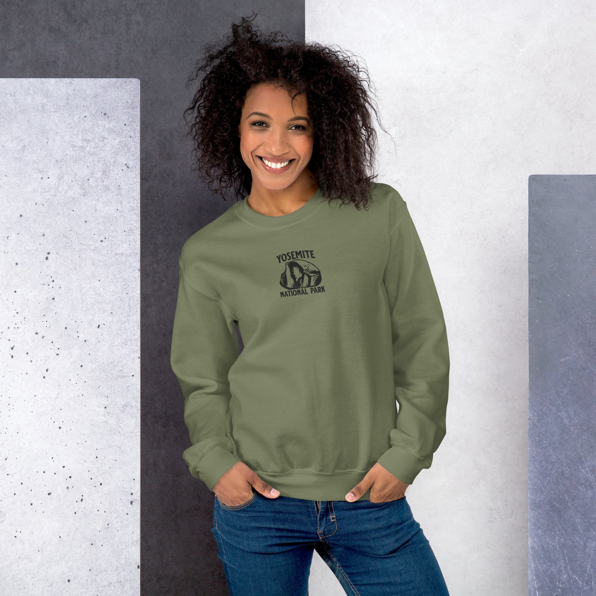 Yosemite Half Dome Embroidered Crewneck Sweatshirt - Parks Apparel