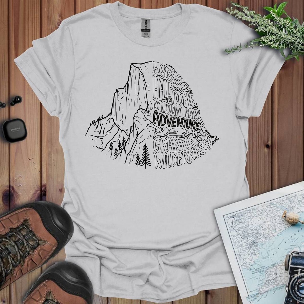 Yosemite Half Dome lines graphic t-shirt primary product view