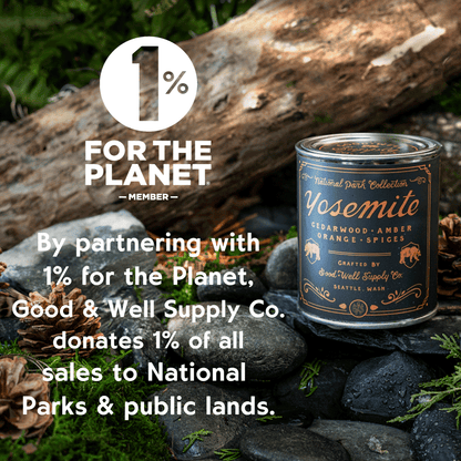 Yosemite National Park 8 oz candle shown from alternate product angle