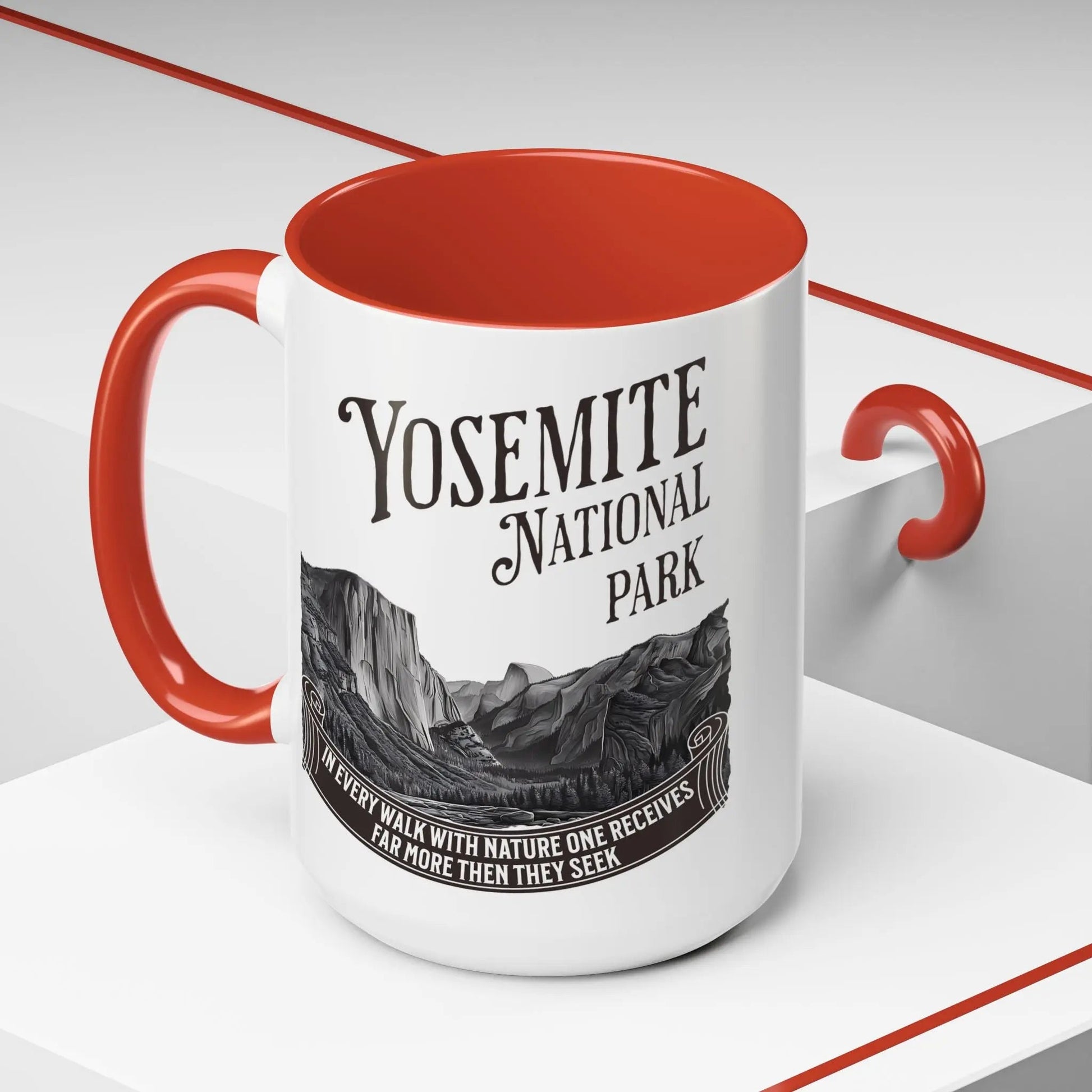 Yosemite National Park Coffee Mug 11oz 15oz Walk With Nature John Muir Quote Blue Black Pink Red - Parks ApparelMug