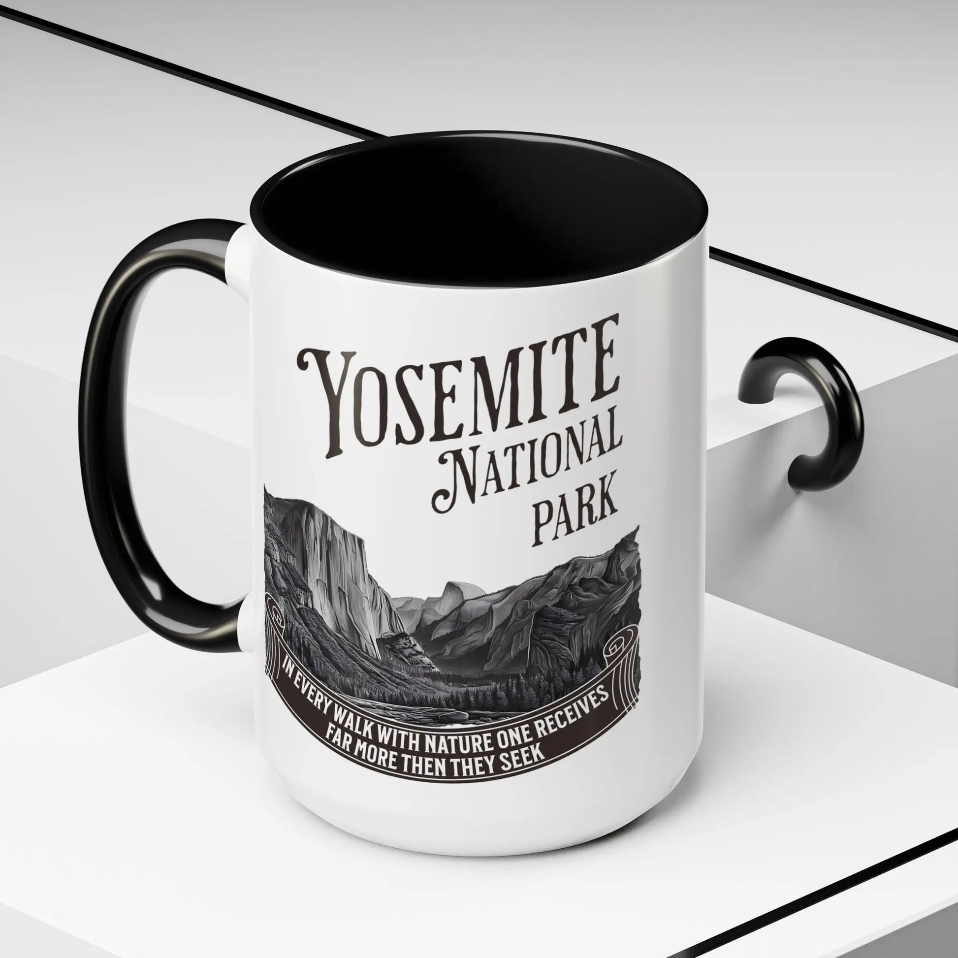 Yosemite National Park Coffee Mug 11oz 15oz Walk With Nature John Muir Quote Blue Black Pink Red - Parks ApparelMug