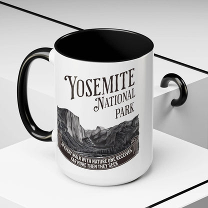 Yosemite National Park Coffee Mug 11oz 15oz Walk With Nature John Muir Quote Blue Black Pink Red - Parks ApparelMug