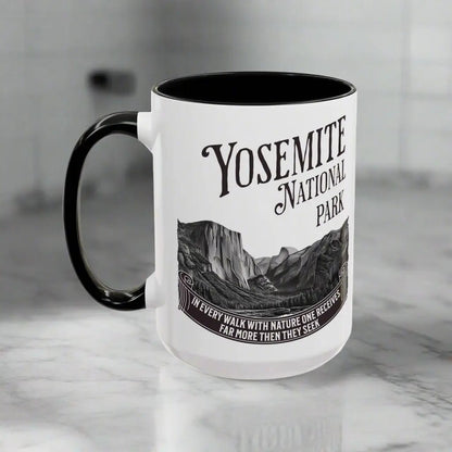 Yosemite National Park Coffee Mug 11oz 15oz Walk With Nature John Muir Quote Blue Black Pink Red - Parks ApparelMug