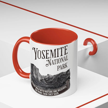 Yosemite National Park Coffee Mug 11oz 15oz Walk With Nature John Muir Quote Blue Black Pink Red - Parks ApparelMug