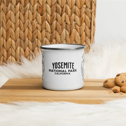 Yosemite National Park durable enamel camp mug shown from alternate product angle
