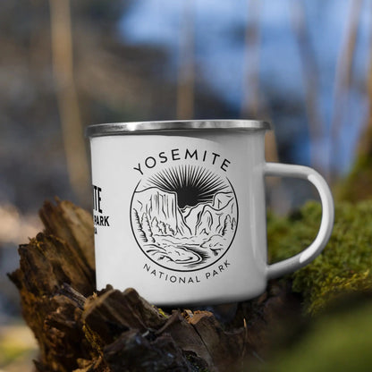 Yosemite National Park durable enamel camp mug shown from alternate product angle