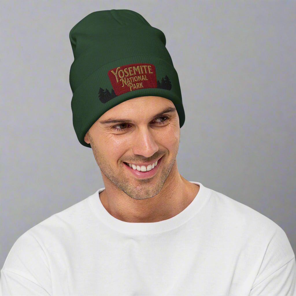 Yosemite National Park sign embroidered beanie detail or alternate product view