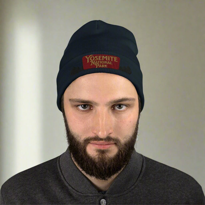 Yosemite National Park sign embroidered beanie alternate product angle