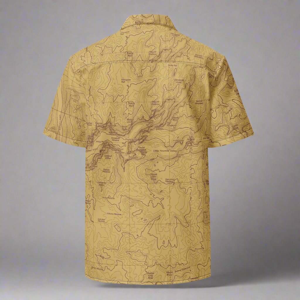 Yosemite National Park Topographic Button Short Sleeve Shirt Unisex - Parks Apparelbutton shirt
