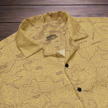 Yosemite National Park Topographic Button Short Sleeve Shirt Unisex - Parks Apparelbutton shirt