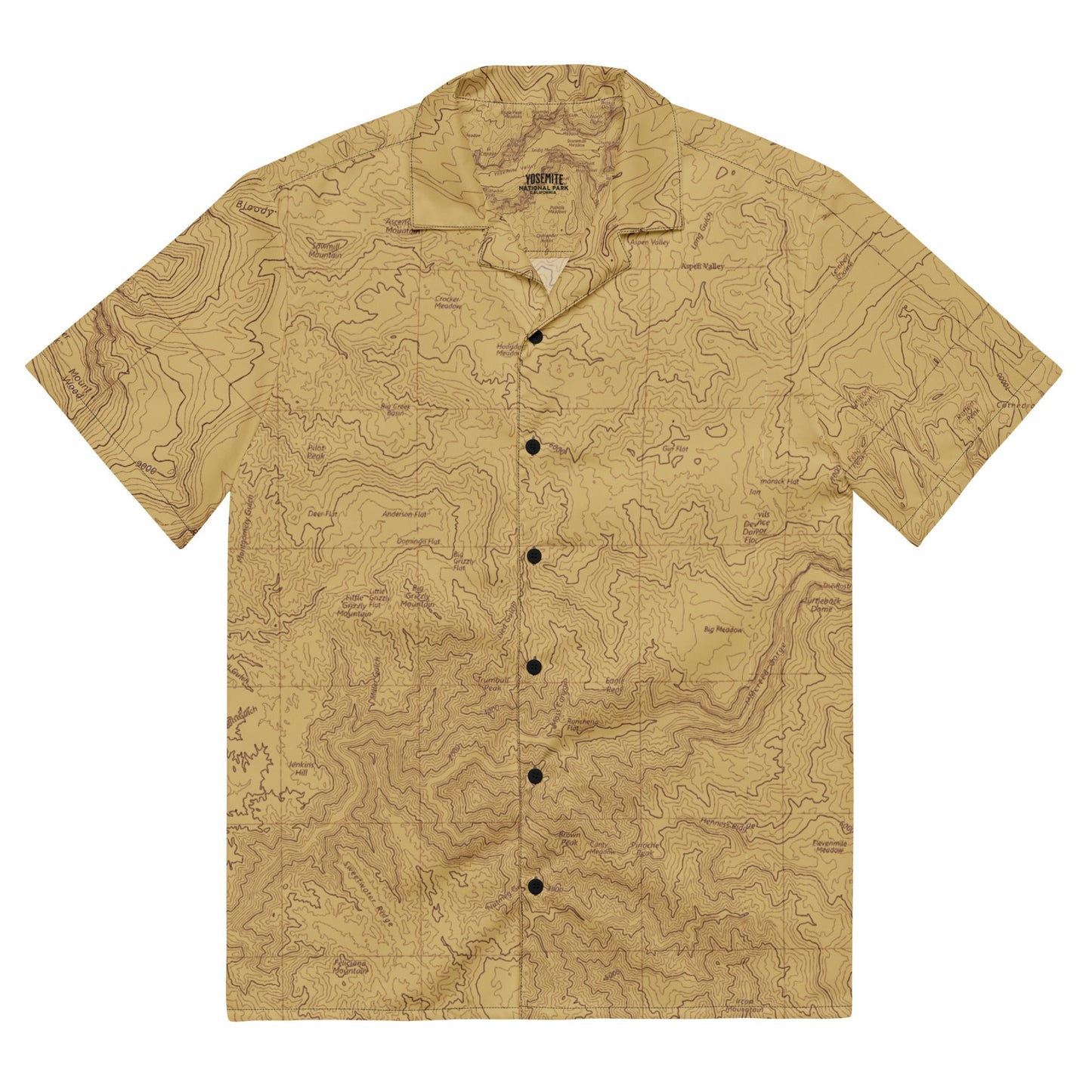 Yosemite National Park Topographic Button Short Sleeve Shirt Unisex - Parks Apparelbutton shirt