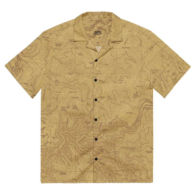Yosemite National Park Topographic Button Short Sleeve Shirt Unisex - Parks Apparelbutton shirt