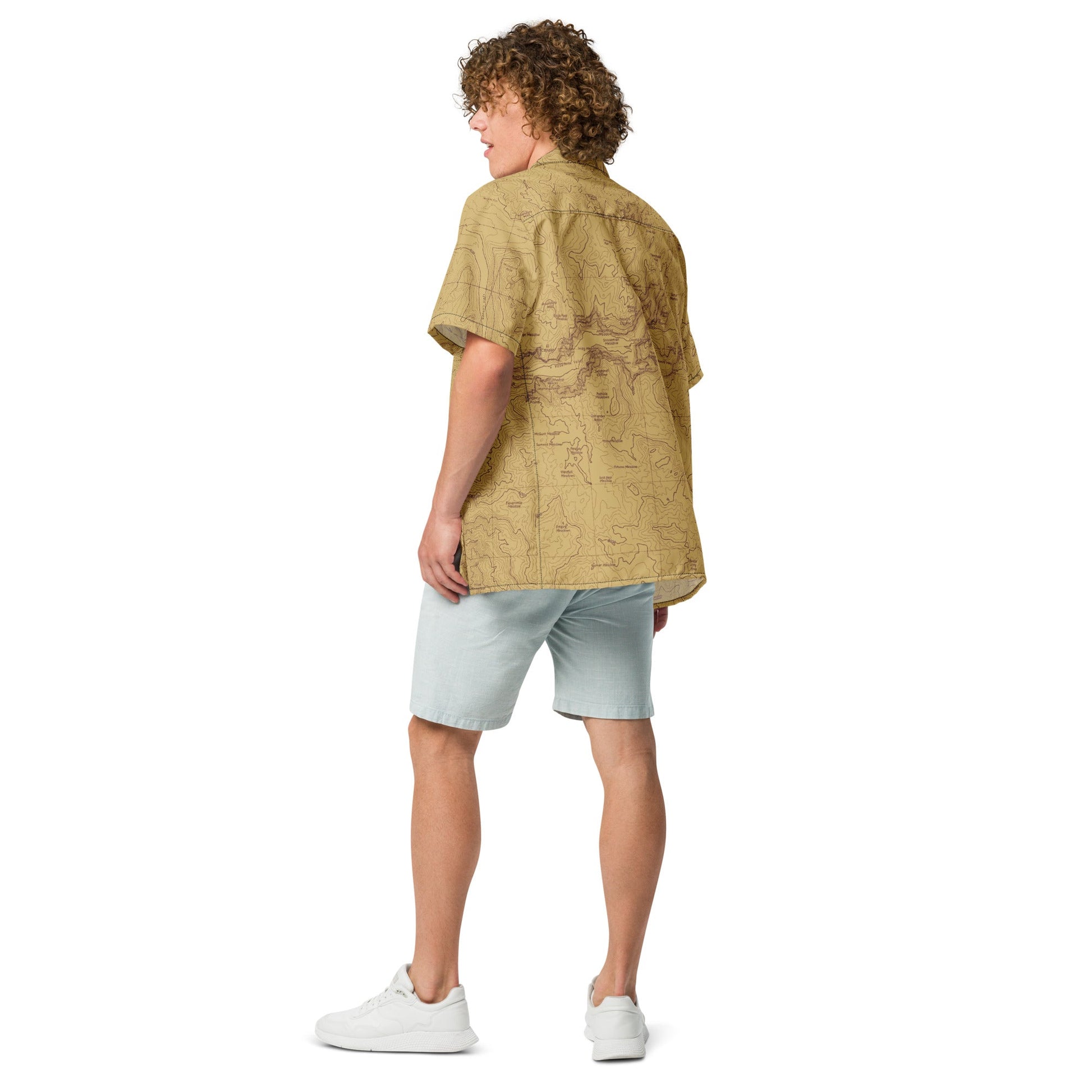 Yosemite National Park Topographic Button Short Sleeve Shirt Unisex - Parks Apparelbutton shirt