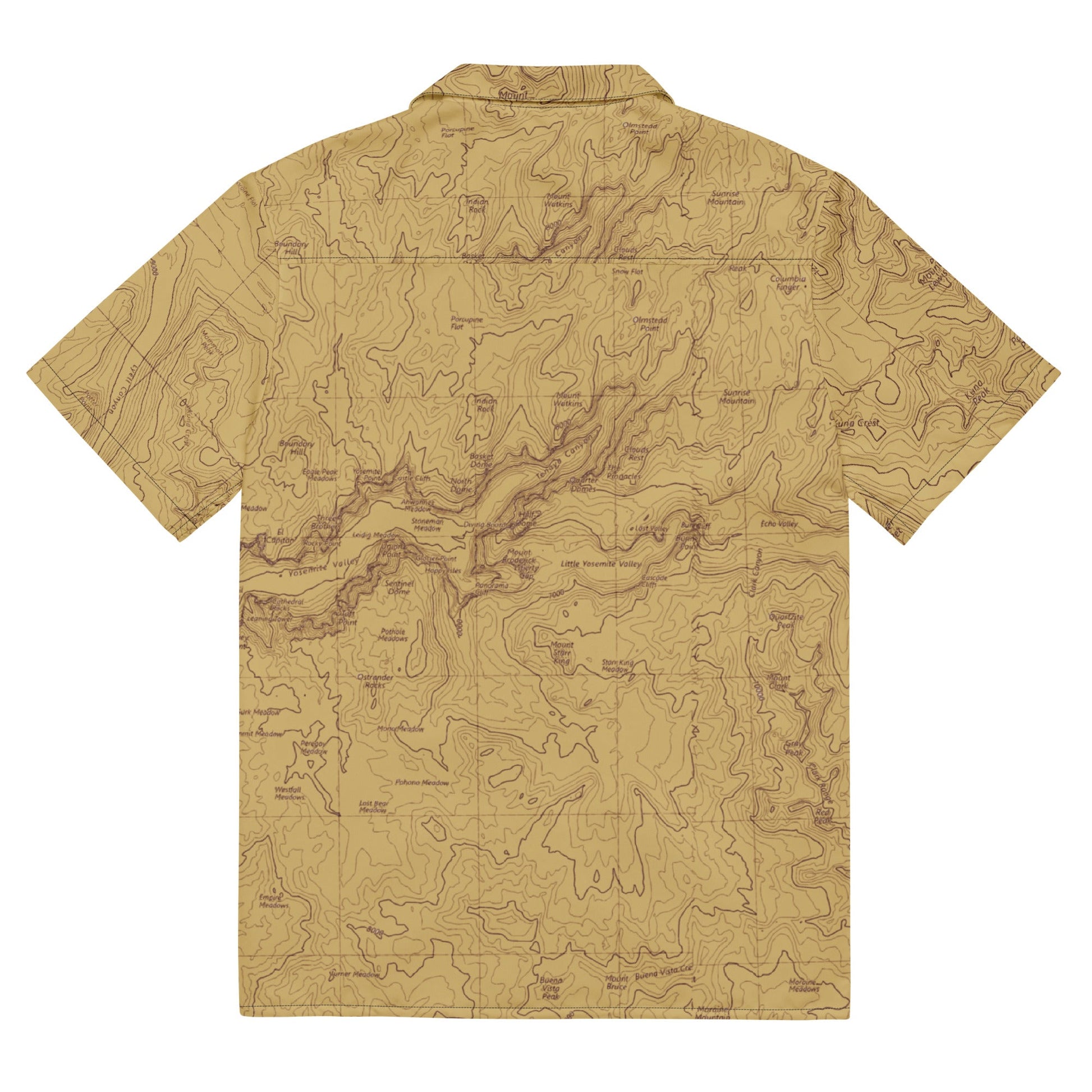 Yosemite National Park Topographic Button Short Sleeve Shirt Unisex - Parks Apparelbutton shirt