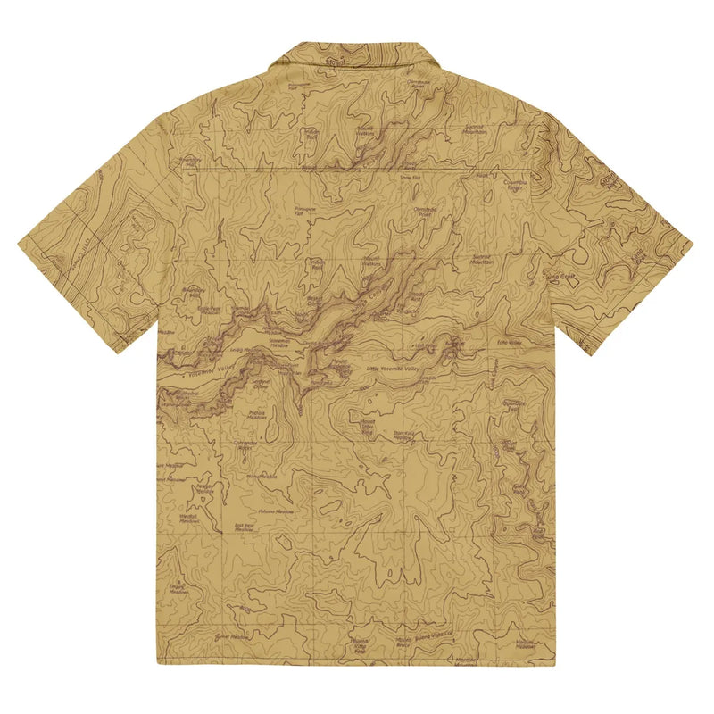 Yosemite National Park Topographic Button Short Sleeve Shirt Unisex - Parks Apparelbutton shirt