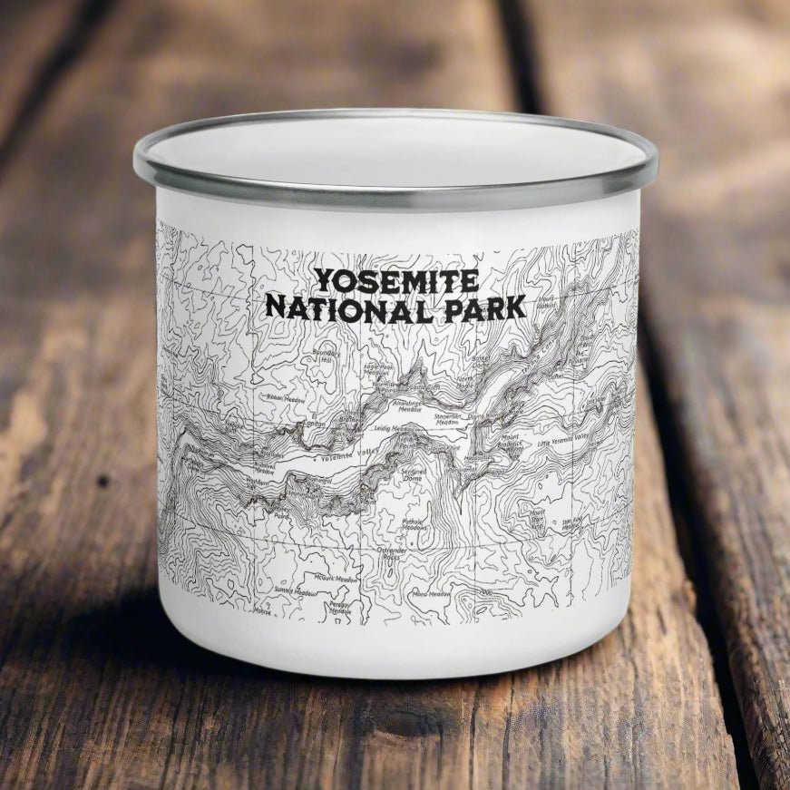 Yosemite National Park topographic durable enamel camp mug shown as primary product image