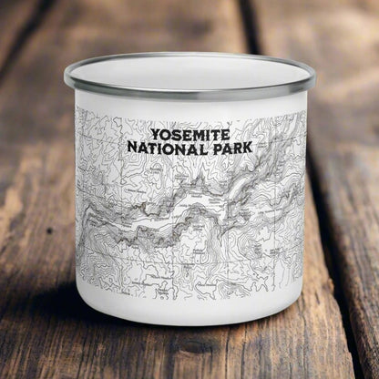 Yosemite National Park topographic durable enamel camp mug shown as primary product image