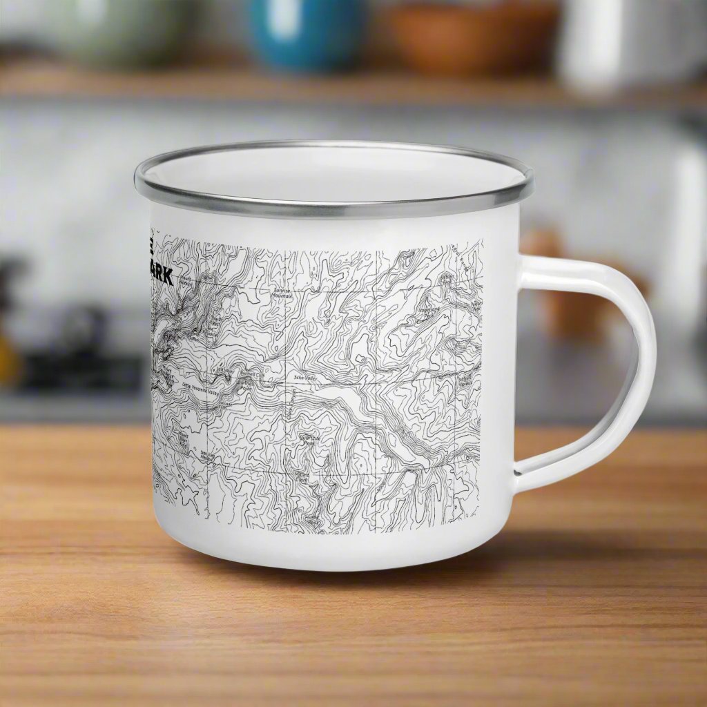 Yosemite National Park topographic durable enamel camp mug showing design detail or product variation
