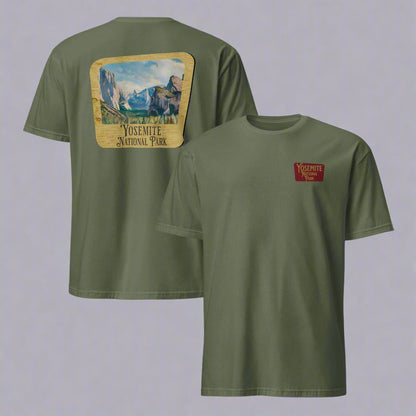 Yosemite National Park sign embroidered unisex t-shirt detail or alternate product view