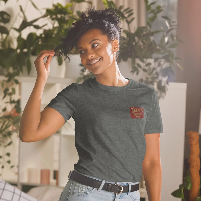 Yosemite National Park sign embroidered unisex t-shirt alternate apparel color or angle