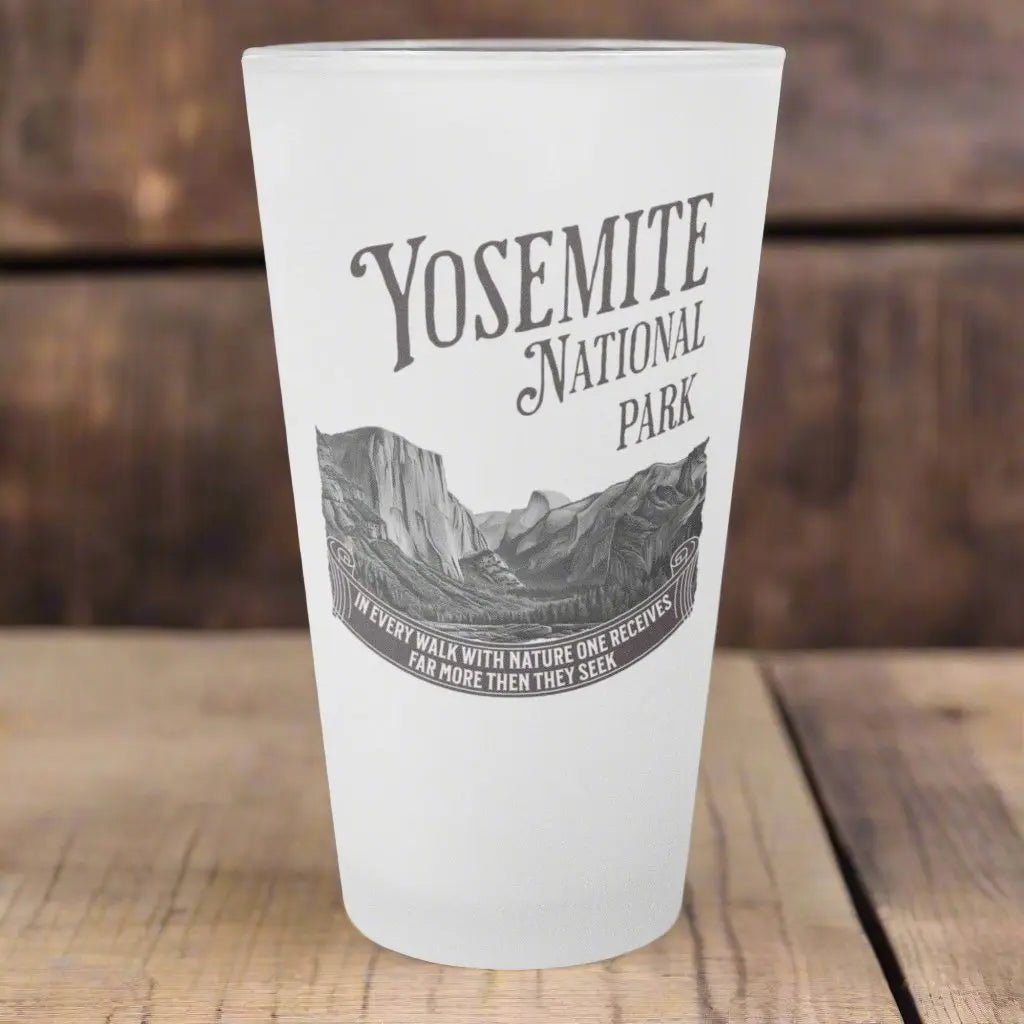 Yosemite Valley John Muir Frosted Pint Glass 16oz - Parks ApparelDrinkware