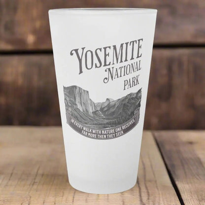 Yosemite Valley John Muir Frosted Pint Glass 16oz - Parks ApparelDrinkware