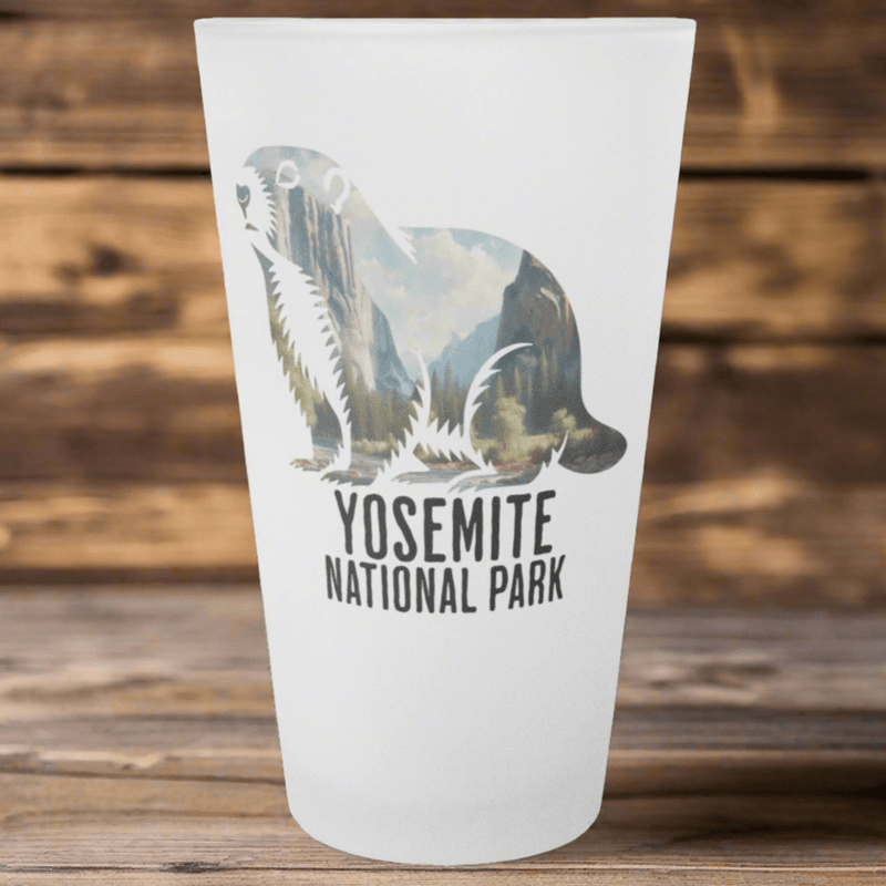 Yosemite Valley Marmot Frosted Pint - Parks Apparelpint glass
