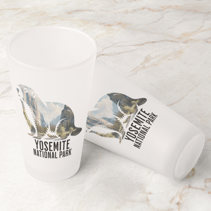 Yosemite Valley Marmot Frosted Pint - Parks Apparelpint glass