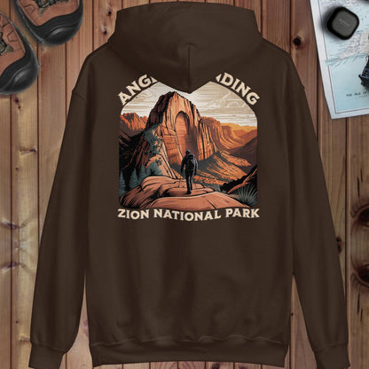 Zion National Park Angels Landing hoodie shown in lifestyle or modeled setting