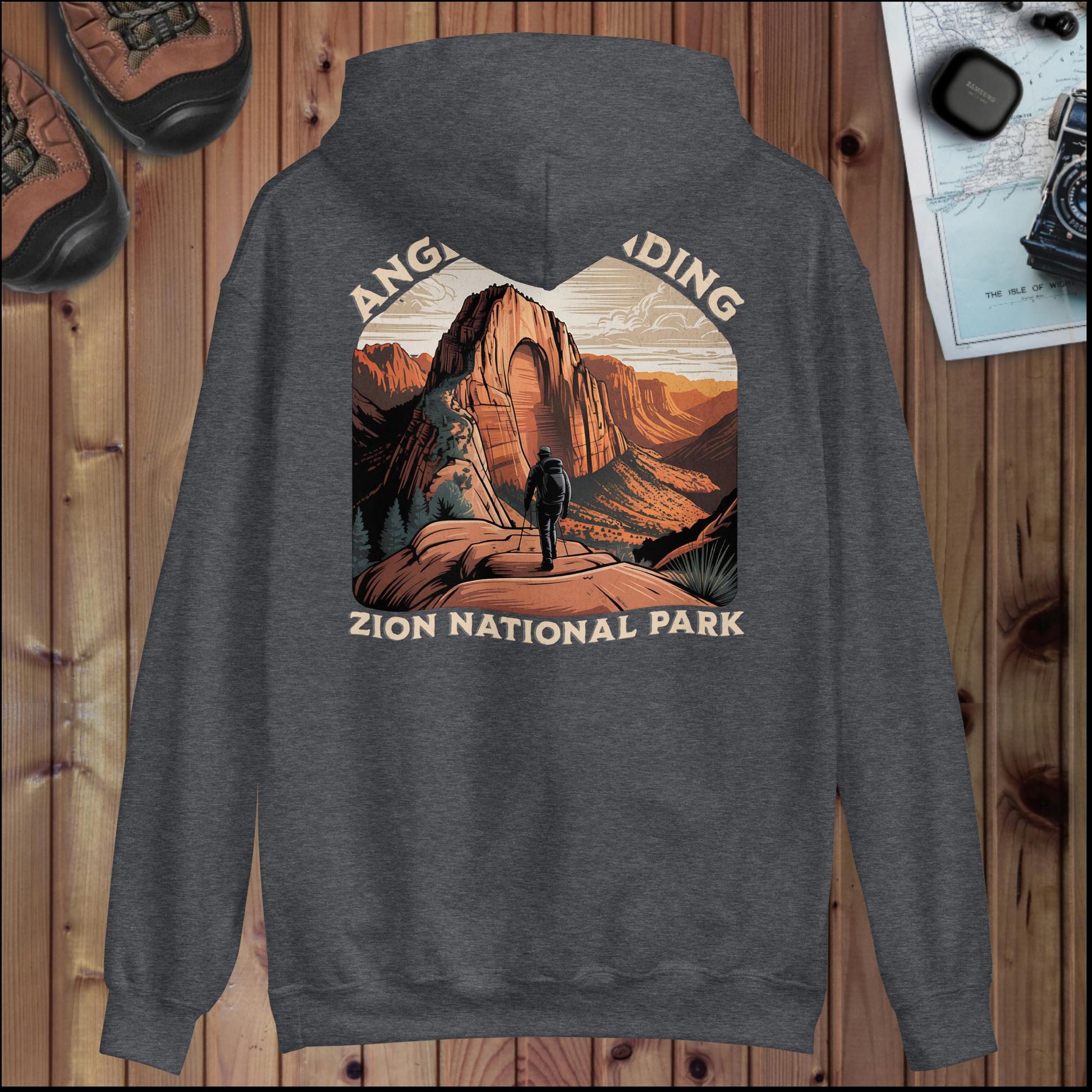 Zion National Park Angels Landing hoodie detail or alternate product view