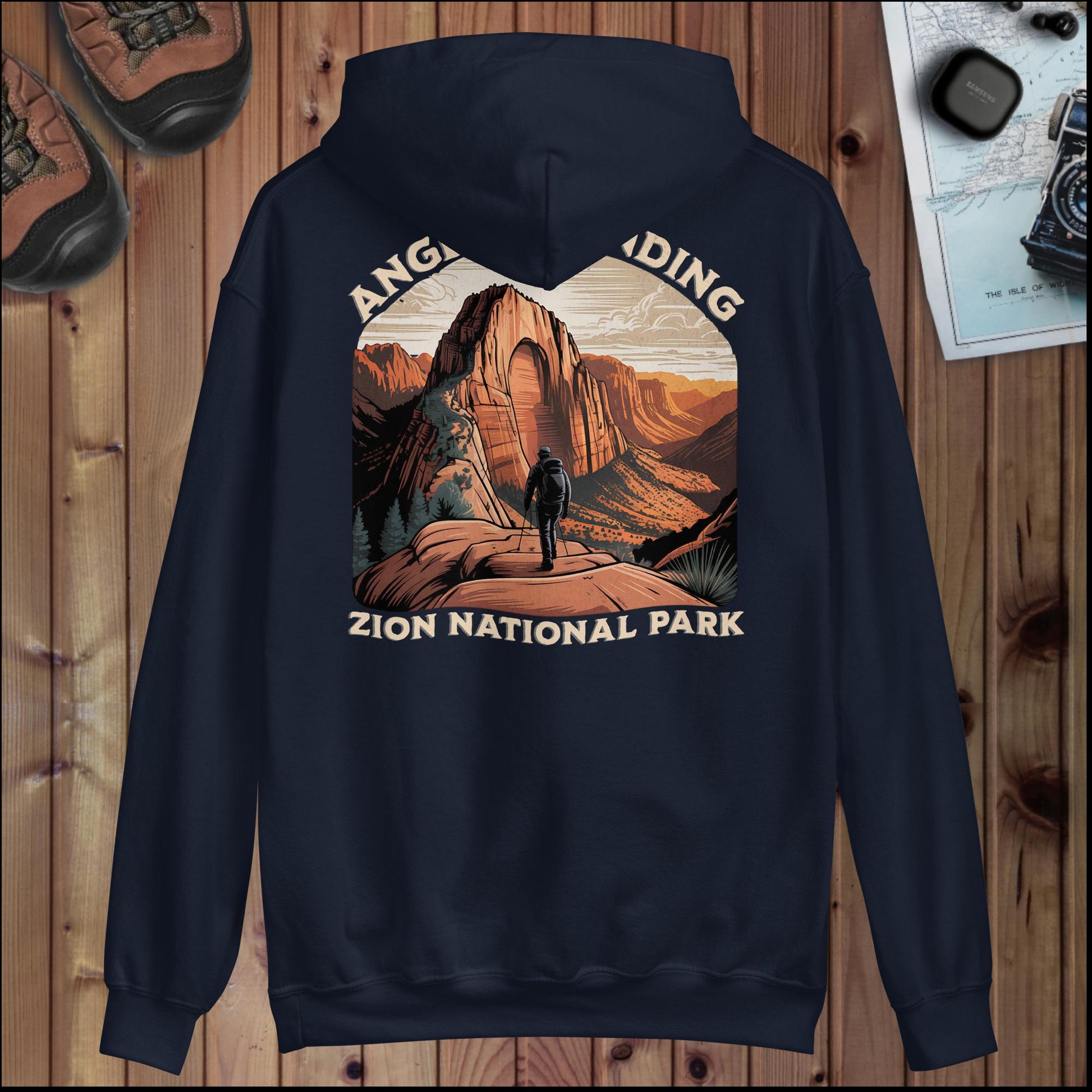 Zion National Park Angels Landing hoodie detail or alternate product view