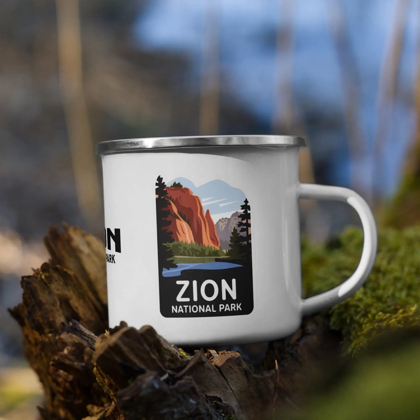 Zion National Park durable enamel camp mug showing design detail or product variation