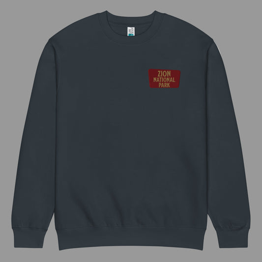 Zion National Park crewneck sweatshirt shown in lifestyle or modeled setting