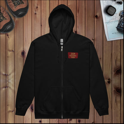 Zion National Park full zip hoodie with Angels Landing back design alternate apparel color or product angle