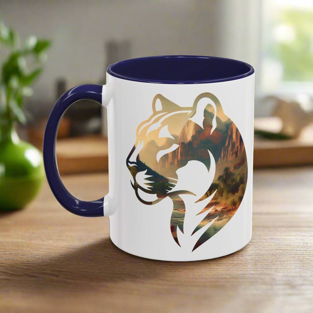Zion National Park mountain lion colored coffee mug design detail or product variation