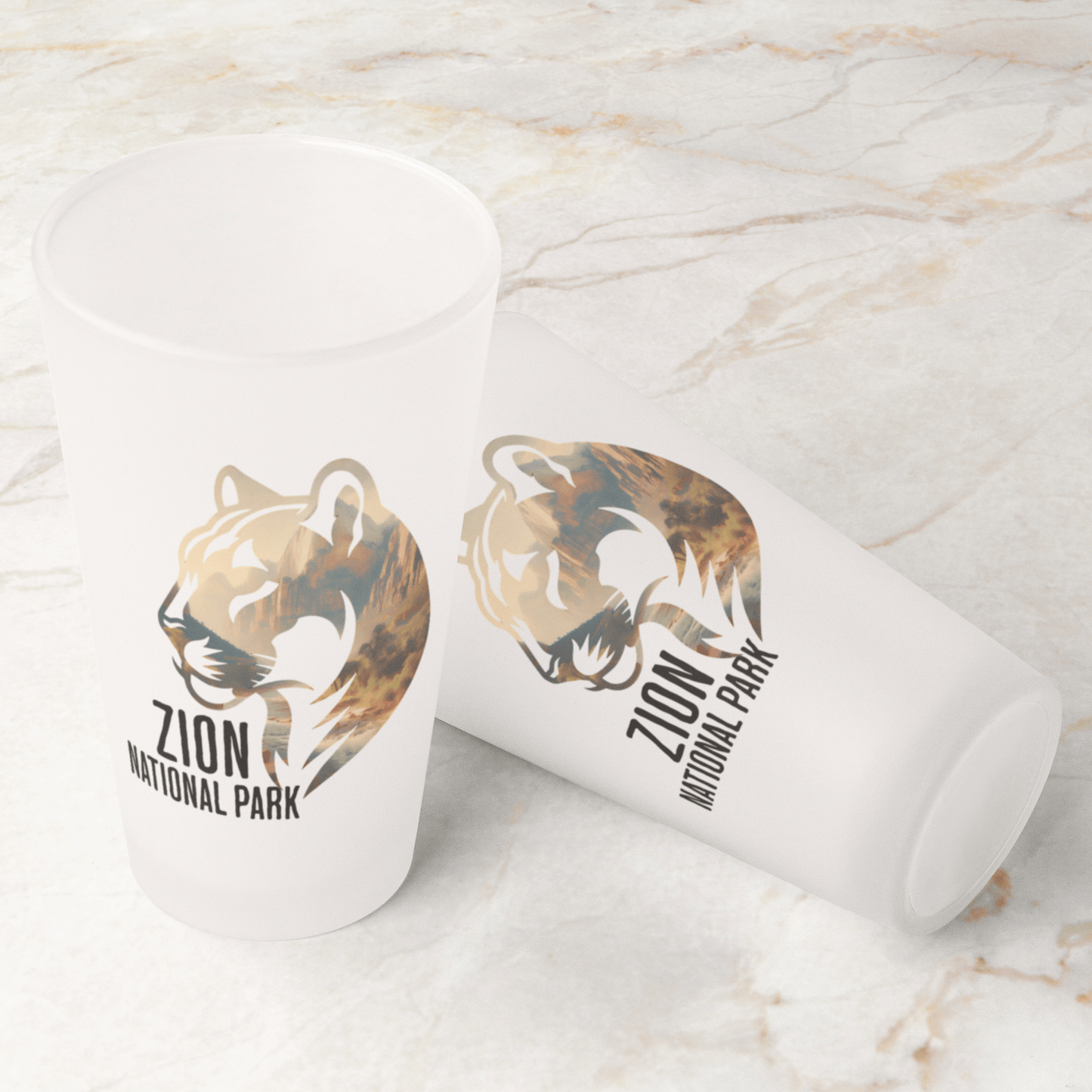Zion National Park Mountain Lion Frosted Pint - Parks Apparelpint glass