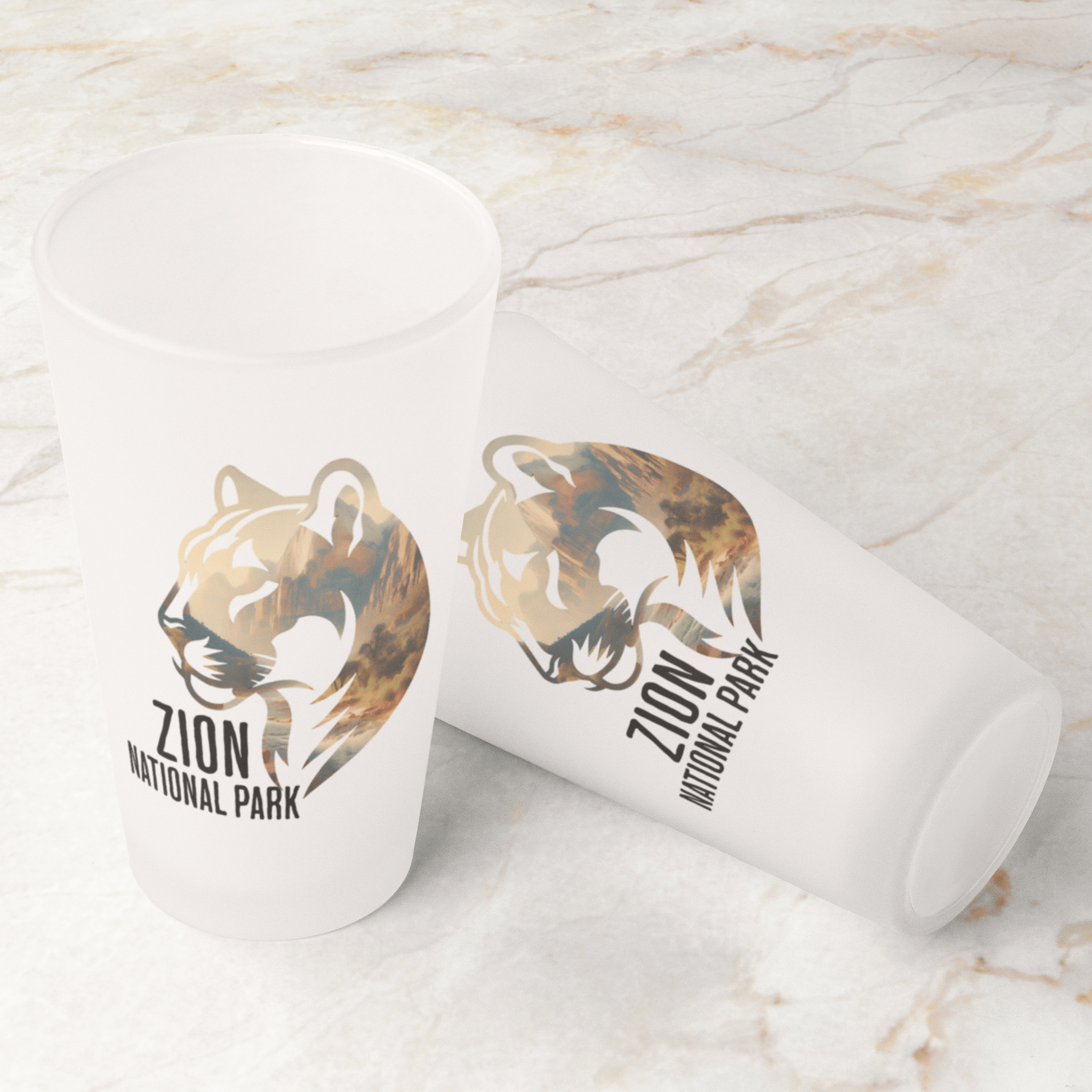 Zion National Park Mountain Lion Frosted Pint - Parks Apparelpint glass