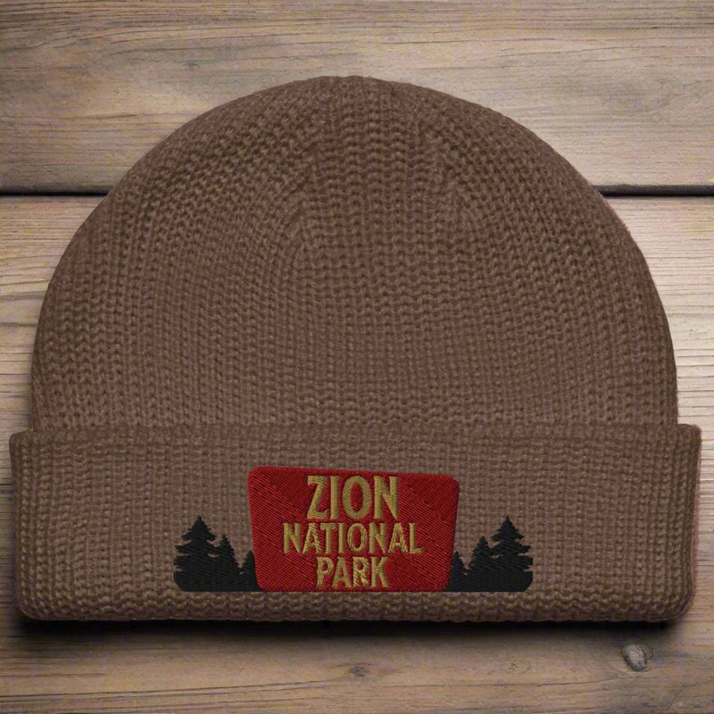 Zion National Park Sign Embroidered Wharf Style Beanie - Parks Apparelhat