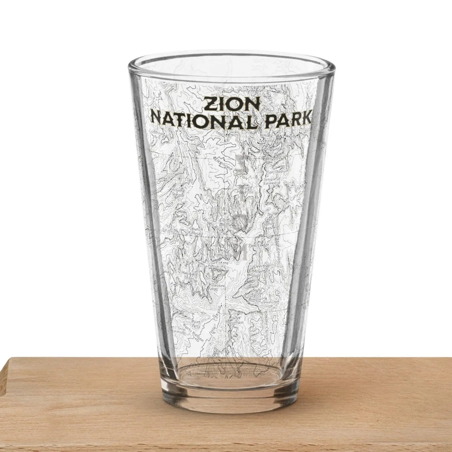 Zion National Park Topographic Pint Glass 16oz - Parks Apparelpint glass
