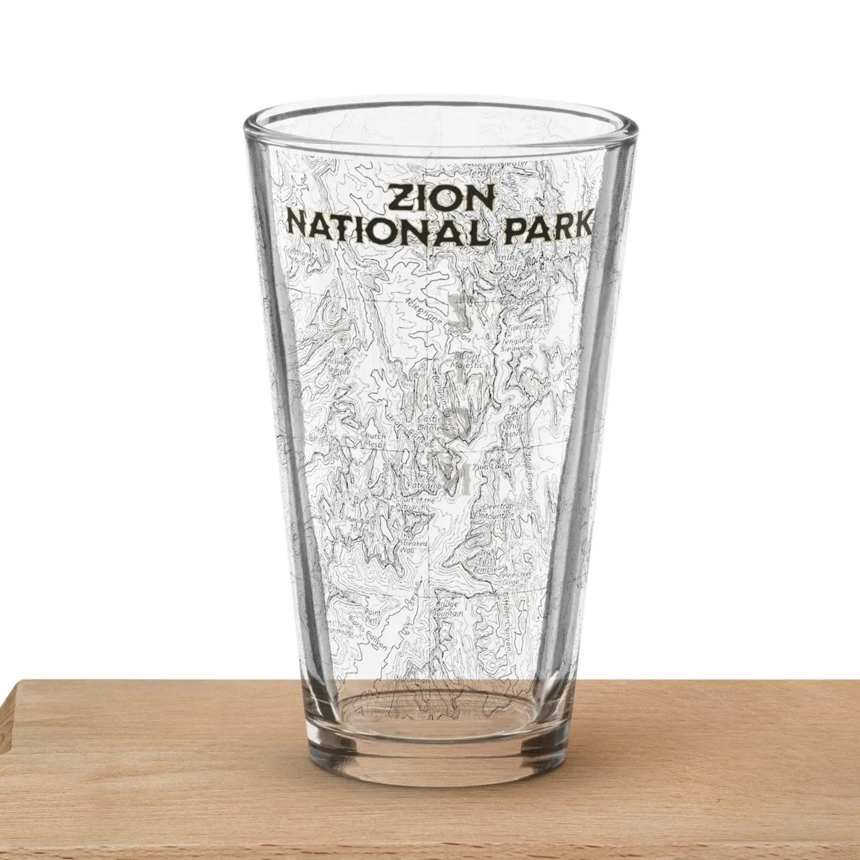 Zion National Park Topographic Pint Glass 16oz - Parks Apparelpint glass