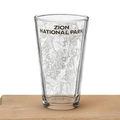 Zion National Park Topographic Pint Glass 16oz - Parks Apparelpint glass