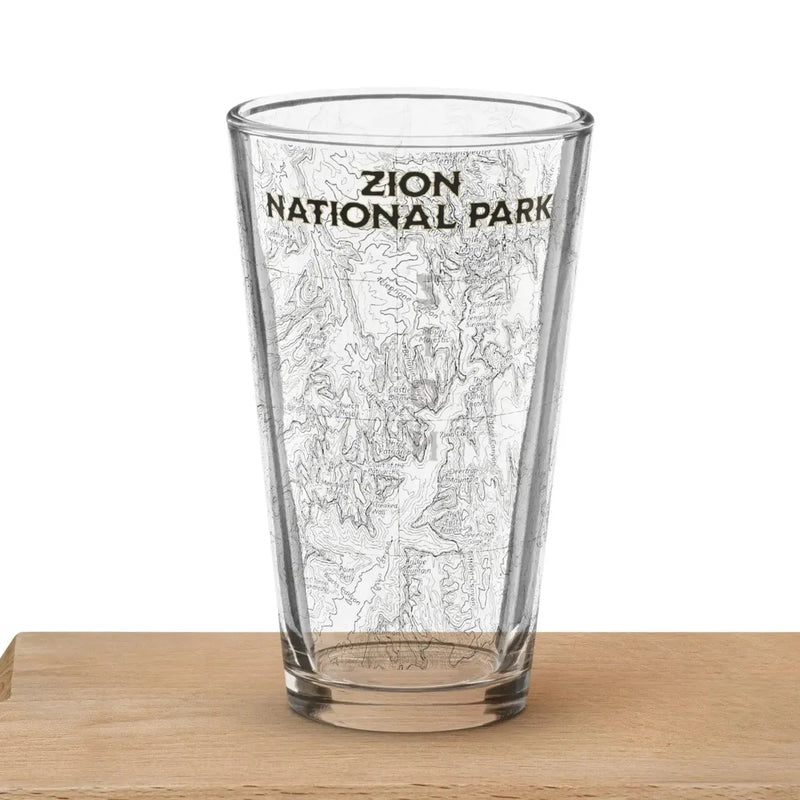 Zion National Park Topographic Pint Glass 16oz - Parks Apparelpint glass