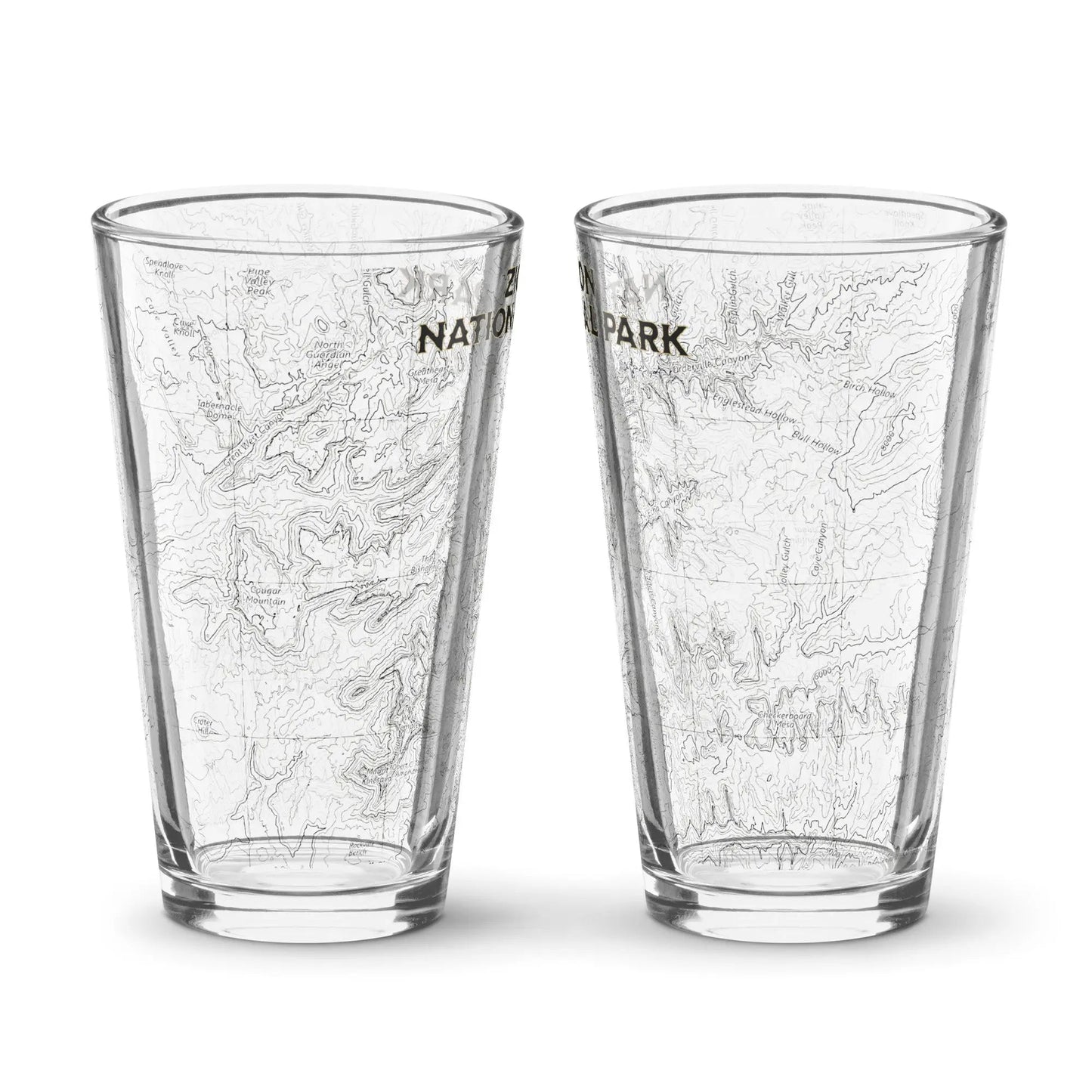 Zion National Park Topographic Pint Glass 16oz - Parks Apparelpint glass